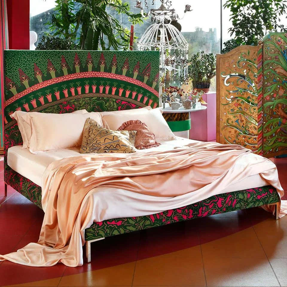 Vibrant Green Art Nouveau Bed | Hlm096890 - Nouveau - Eclectic