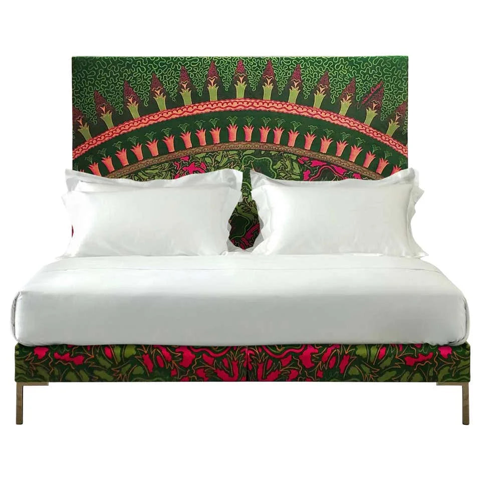 Vibrant Green Art Nouveau Bed | Hlm096890 - Nouveau - Eclectic