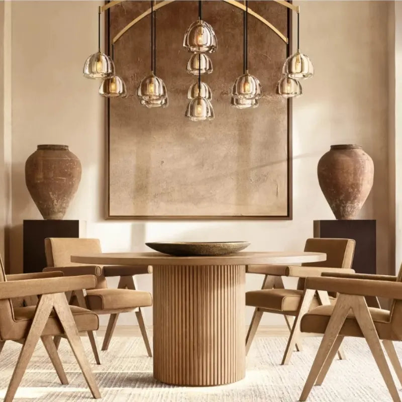 Aurora Fluted Wood Dining Table - Biophilic Design French Country Japandi Minimalist