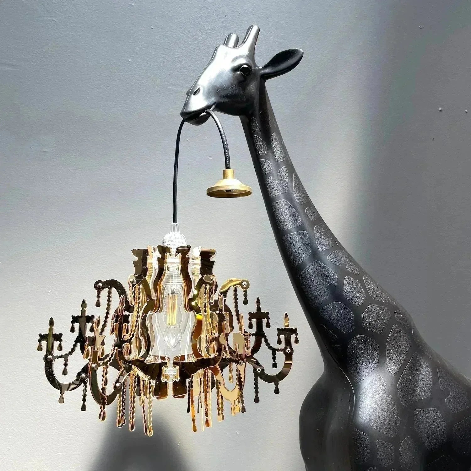 Giraffe Sculpture Statement Floor Lamp - Chandelie - Hollywood Regency