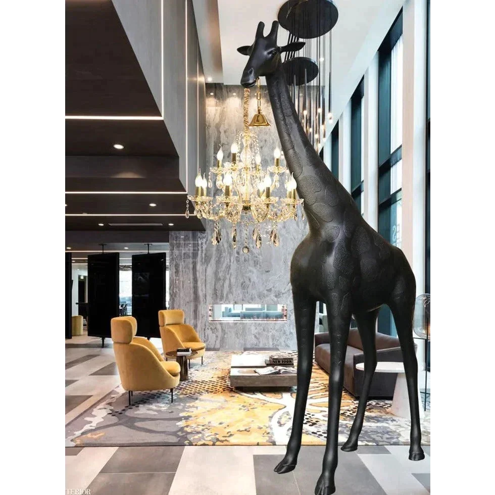 Giraffe Sculpture Statement Floor Lamp - Chandelie - Hollywood Regency