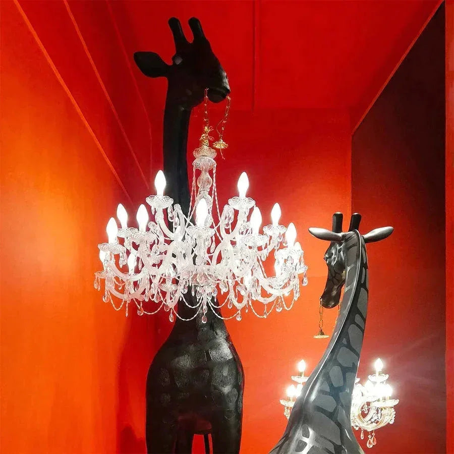 Giraffe Sculpture Statement Floor Lamp - Chandelie - Hollywood Regency