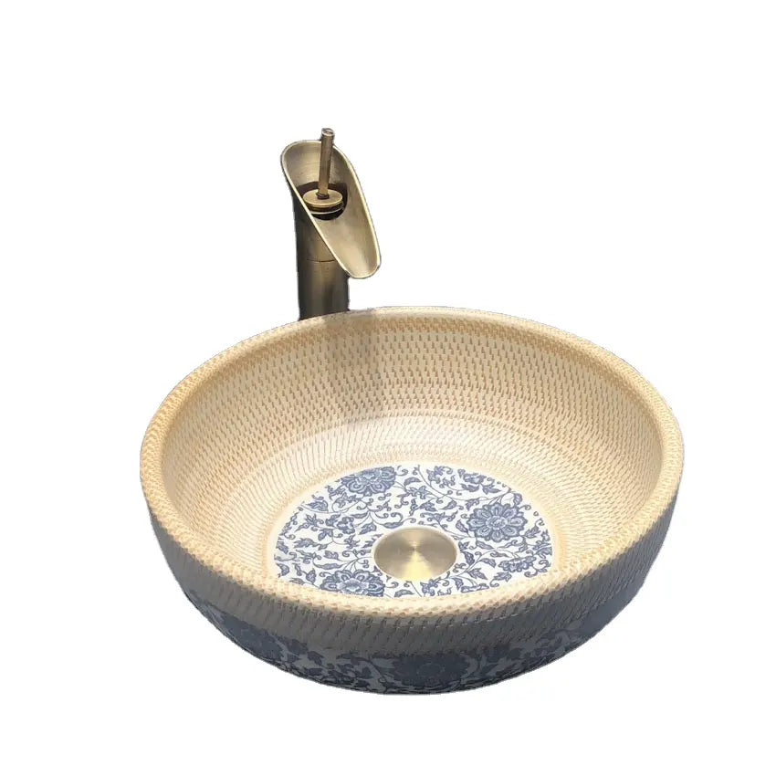 Blue End Flowers Ceramic Sink | Hlm888123 - Bathroom Basin Eclectic Modern Victorian