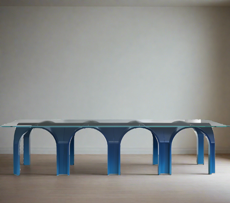 Cerulean Blue Iron And Glass Dining Table | HLM878520L