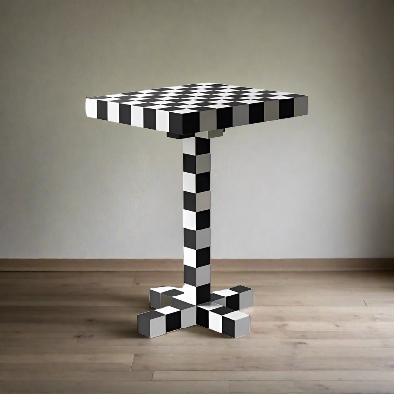 Checkered Column Side Table