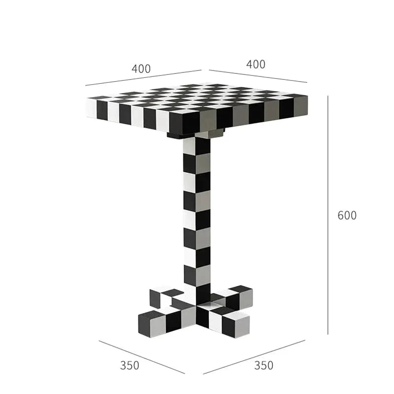 Checkered Column Side Table - Contemporary Eclectic