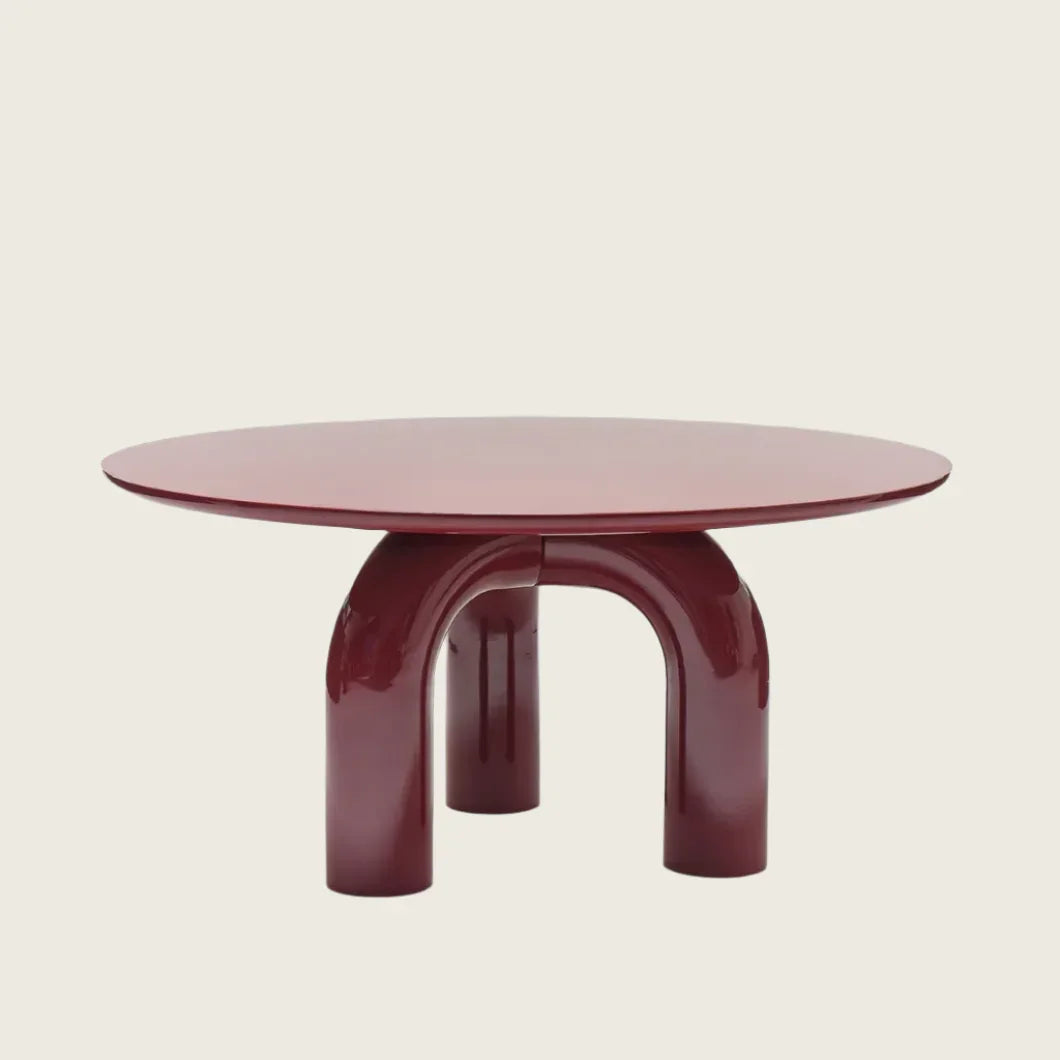 Contemporary Glossy Mogg Elephante Modern Burgundy Coffee Table | Luxury Decor