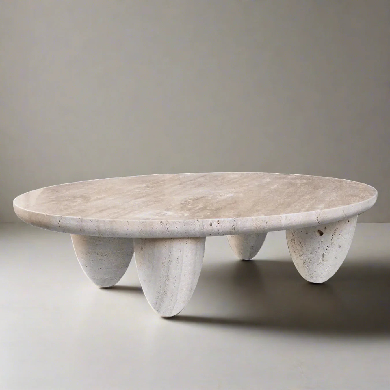 Aegean Travertine Round Coffee Table | Hlm78952n - Biophilic Design - Minimalist - Wabi-sabi