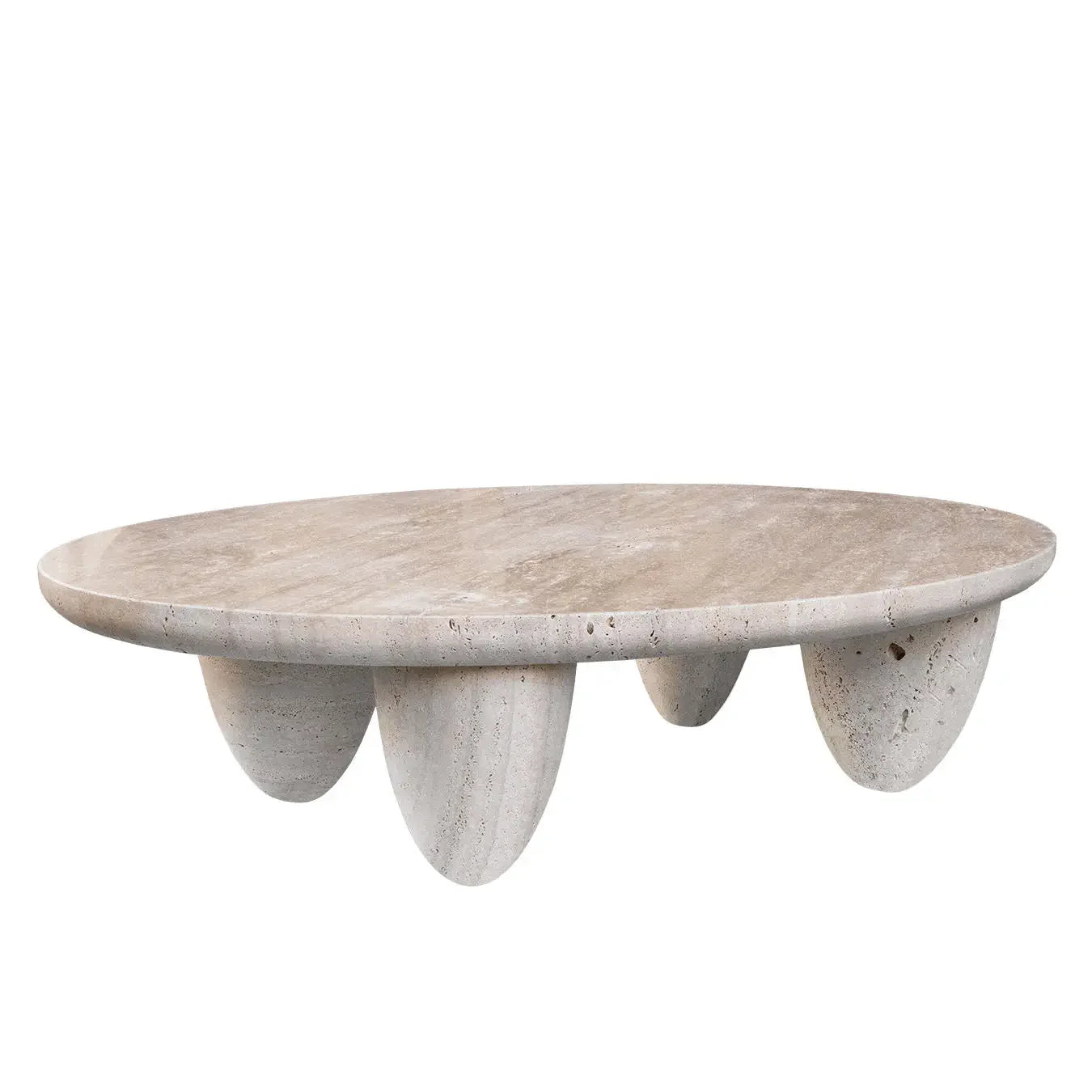 Aegean Travertine Round Coffee Table | Hlm78952n - Biophilic Design - Minimalist - Wabi-sabi