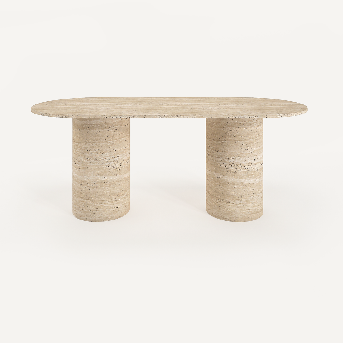 Contemporary Oval Travertine Dining Table – Minimalist Stone Design for Luxury Interiors