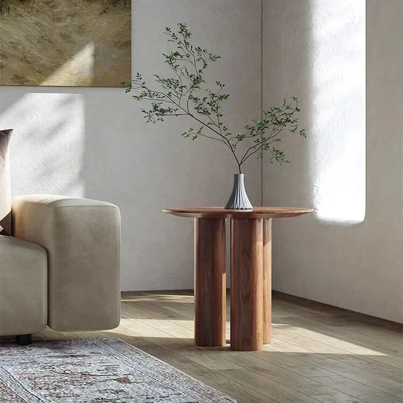 Contemporary Round Walnut Side Table | Hlm7409852m - Biophilic Design - Cottagecore - French Country - Japandi - Minimalist