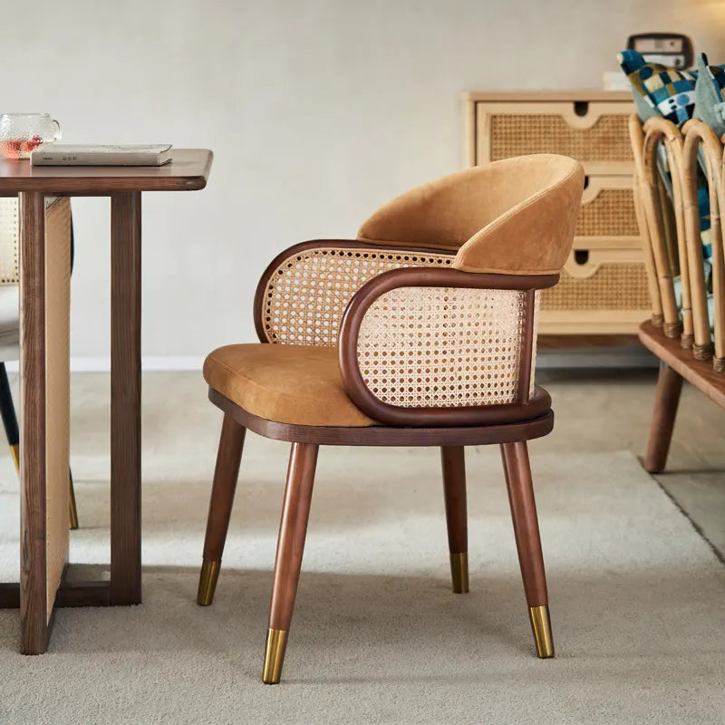 Round Cannage Velvet Elegance Chair | Set Of 2 Chairs - French Country