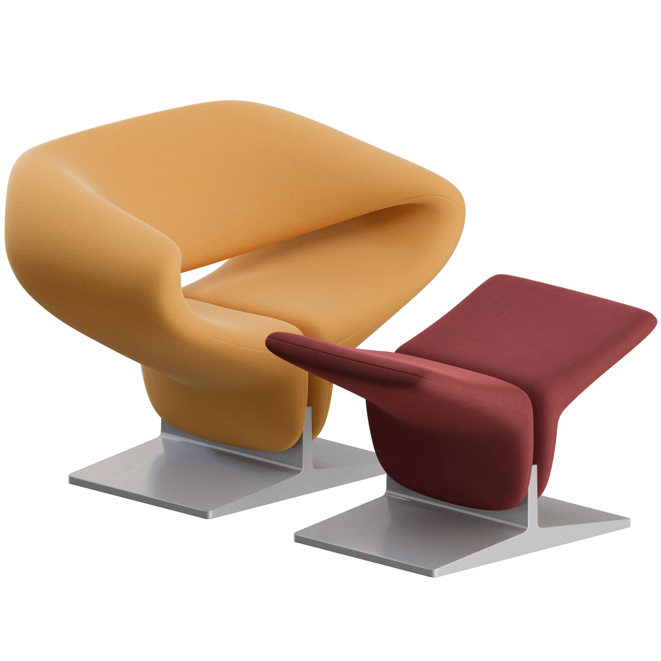 Modern Sculptural Lounge Chair & Ottoman Set - Contemporary - Eclectic - Embrace