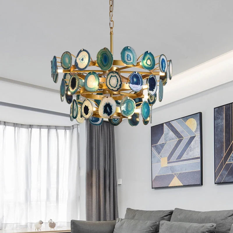 Eclectic Agate Chandelier | Hlm5856p6 - Art Nouveau - Contemporary - Dark Academia - Modern