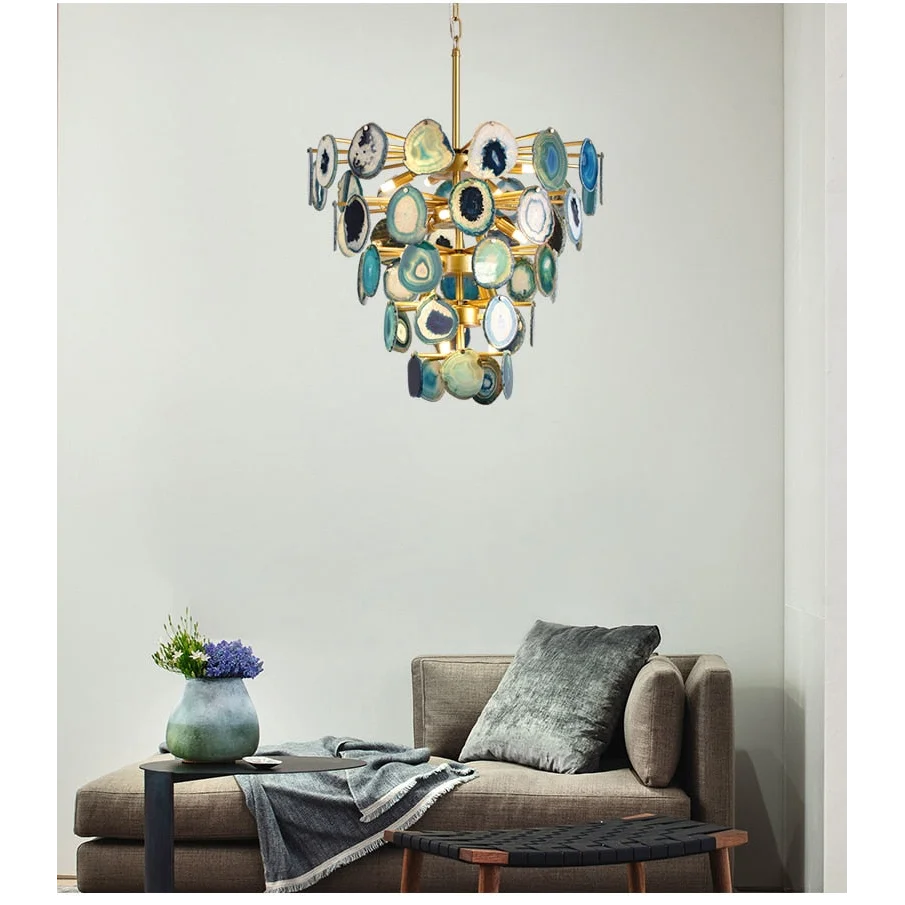 Eclectic Agate Chandelier | Hlm5856p6 - Art Nouveau - Contemporary - Dark Academia - Modern