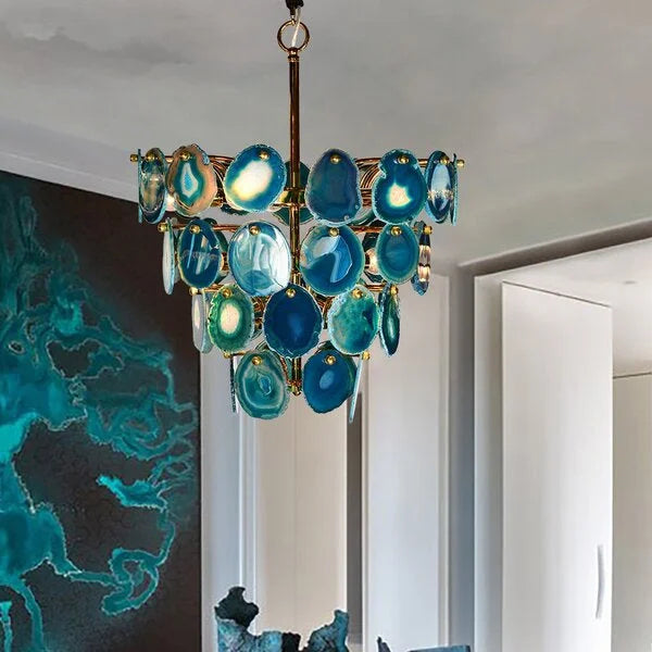 Eclectic Agate Chandelier | Hlm5856p6 - Art Nouveau - Contemporary - Dark Academia - Modern