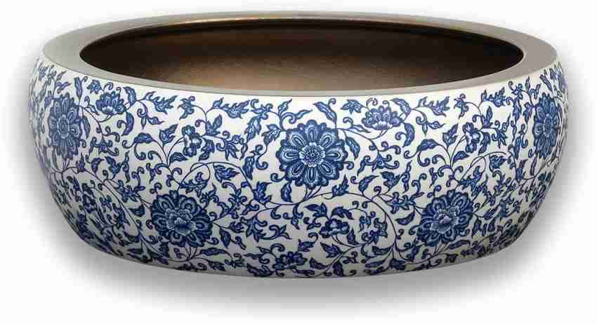 Imperial Blue Ceramic Basin - Art Deco Eclectic Modern Victorian