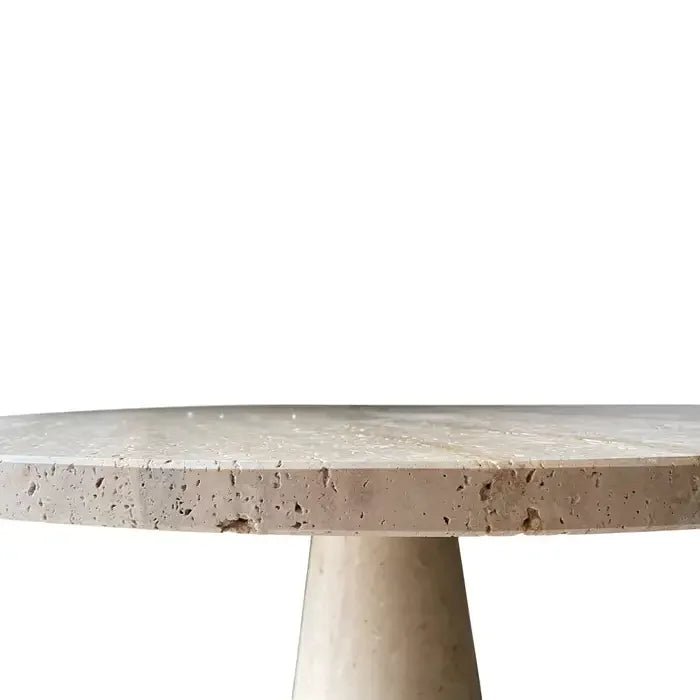 Italian Travertine Pedestal Dining Table – Mid-century Modern Cone Base for an Elegant Minimalist Home