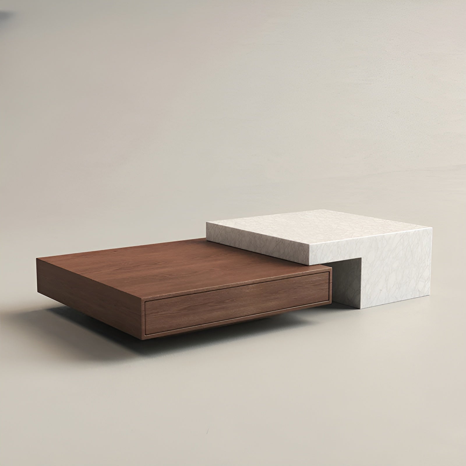 Japandi Coffee Table | Modern Minimalist Wood and Marble