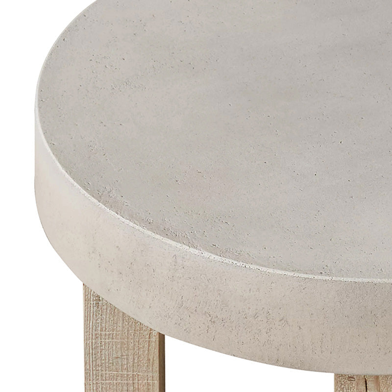 Pine Wood And Marble Round End Table | Mesa Collection - Biophilic Design Japandi Minimalist