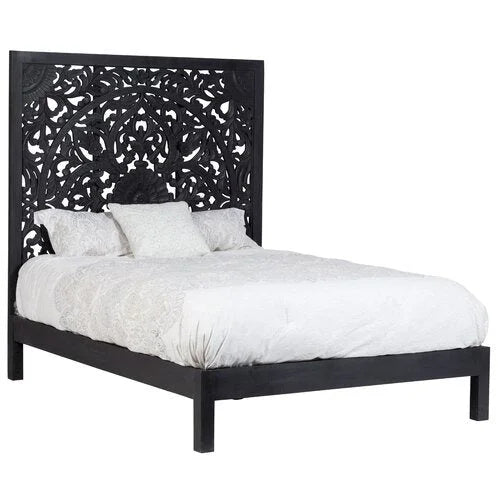 Hand-carved Indian Mandala Bed | Hlm-150-mb | Mandala Collection - Biophilic Design - Japandi - Minimalist