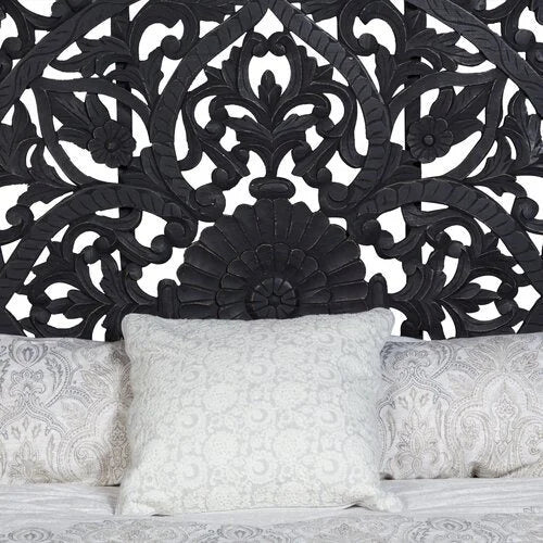 Hand-carved Indian Mandala Bed | Hlm-150-mb | Mandala Collection - Biophilic Design - Japandi - Minimalist