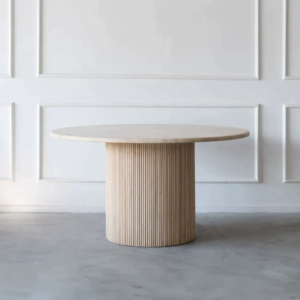 Tuscan Sun Travertine Table - Dining Minimalist Round