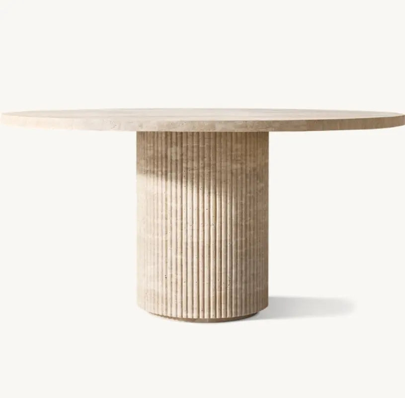 Tuscan Sun Travertine Table - Dining Minimalist Round