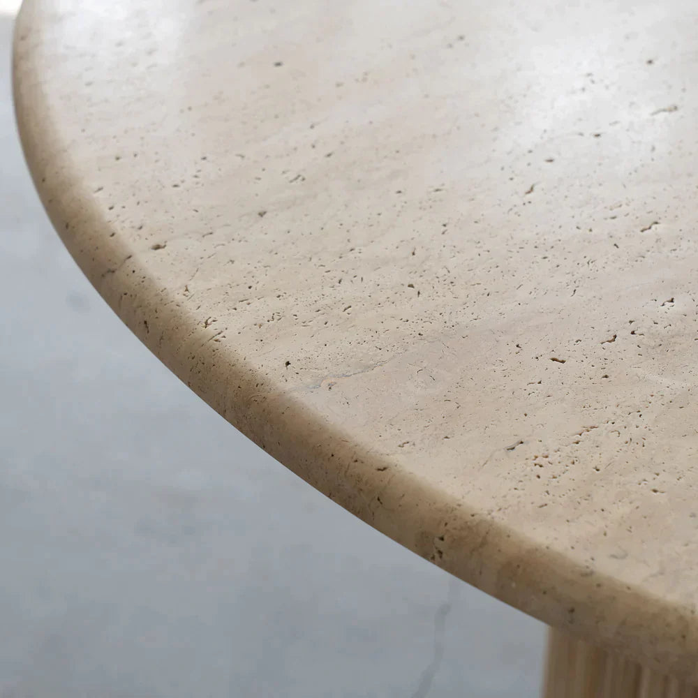 Tuscan Sun Travertine Table - Dining Minimalist Round