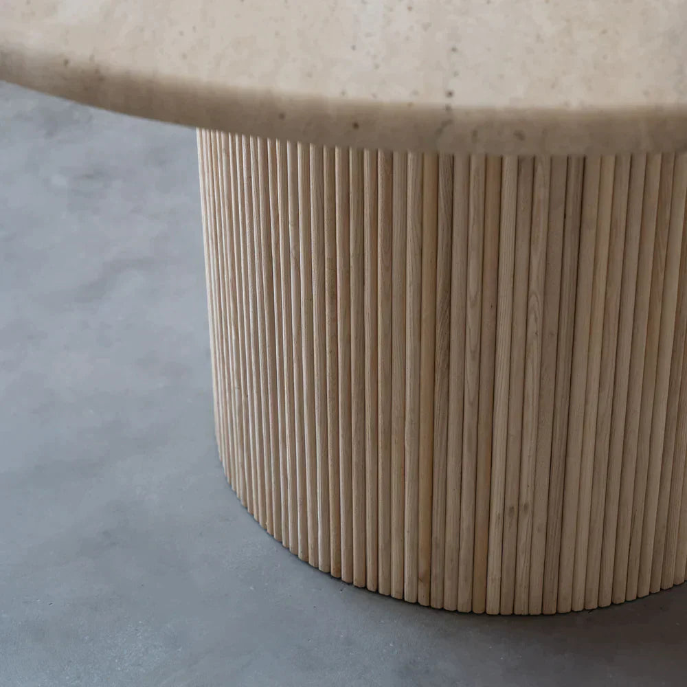 Tuscan Sun Travertine Table - Dining Minimalist Round