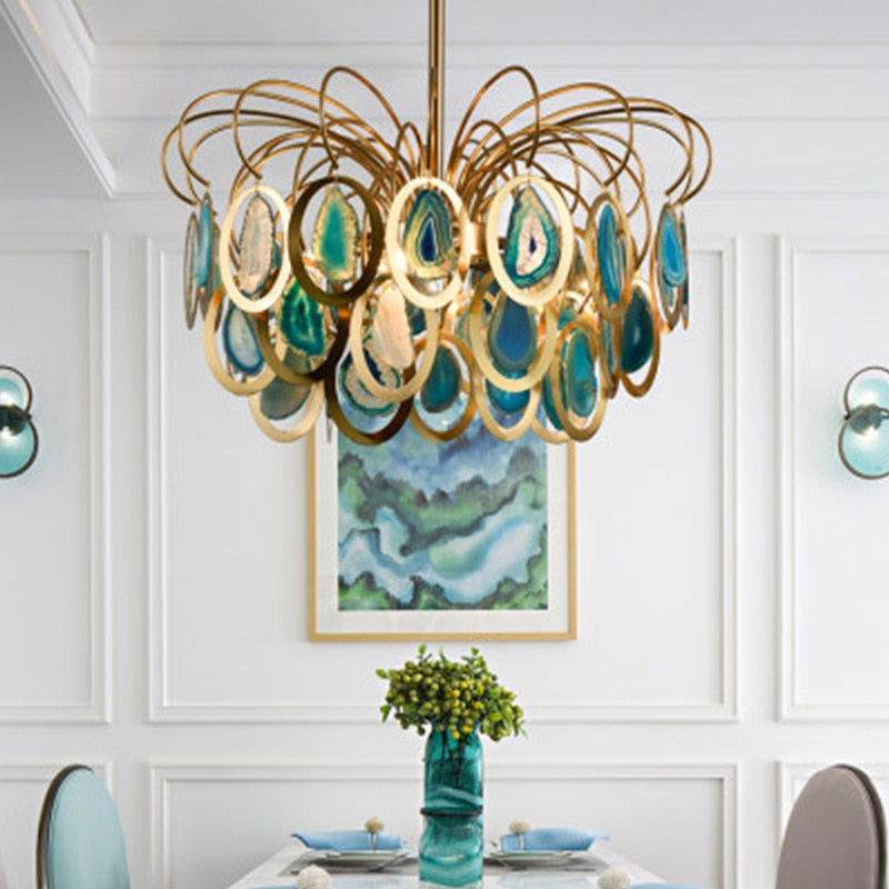 Agate Essence Chandelier - Contemporary Hollywood Regency Modern