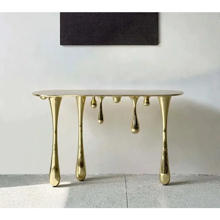 Luxury Gold Drip Console Table – Sculptural Modern Art Furniture | Interiors