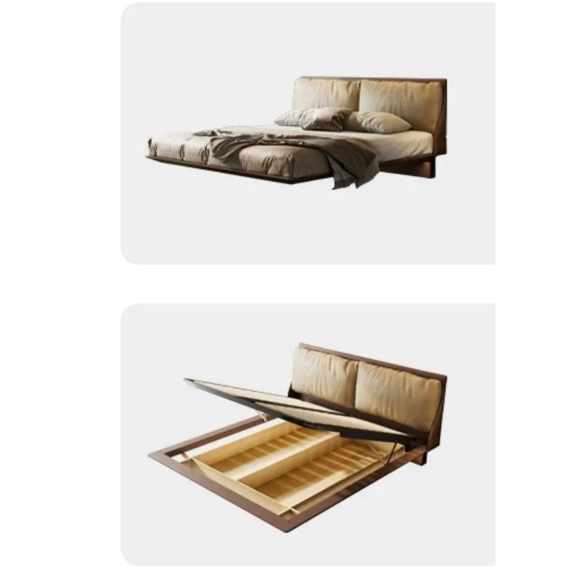 Leather Bed Set with Suspended Structure | Hlm7500 - Biophilic Design - Japandi - Minimalist