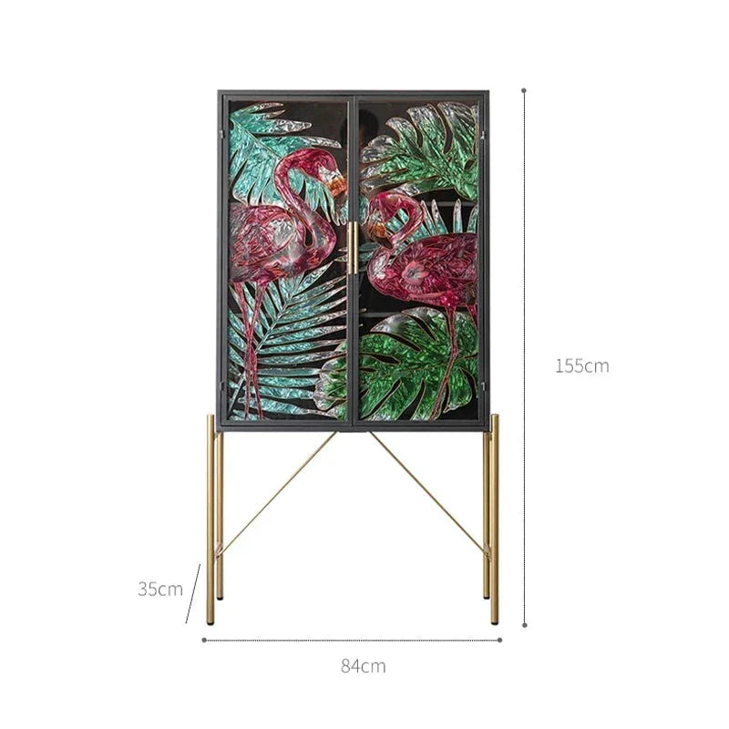 Floral Accent Cabinet with Gold Detailing| Hlm785lp - Biophilic Design - Eclectic