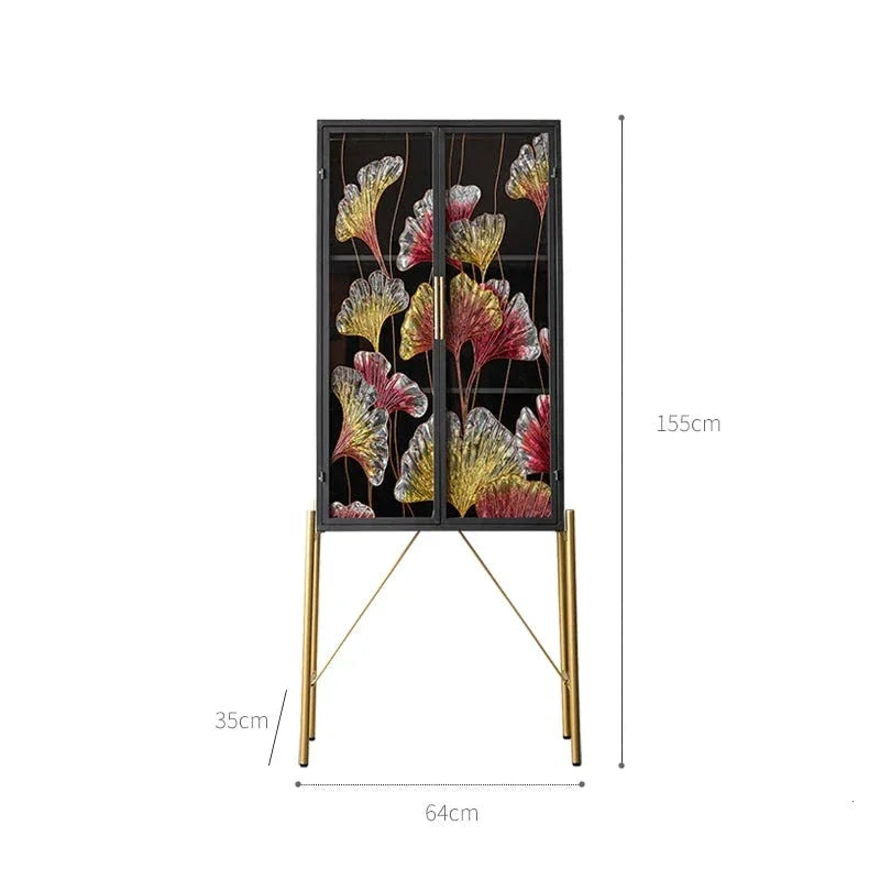 Floral Accent Cabinet with Gold Detailing| Hlm785lp - Biophilic Design - Eclectic