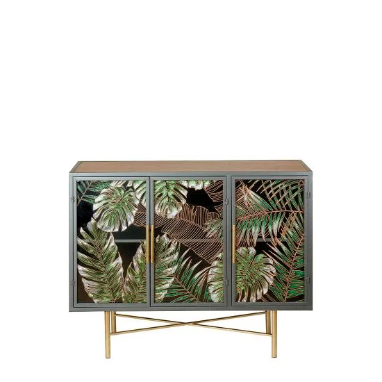 Floral Accent Cabinet with Gold Detailing| Hlm785lp - Biophilic Design - Eclectic