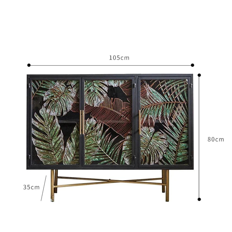 Floral Accent Cabinet with Gold Detailing| Hlm785lp - Biophilic Design - Eclectic