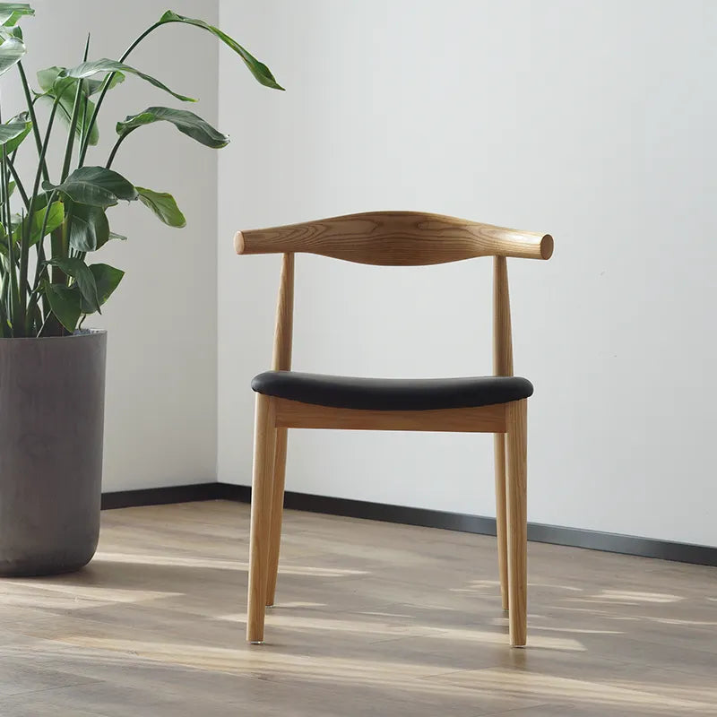 Elegance Wood And Leather Chair - Biophilic Design Minimalist