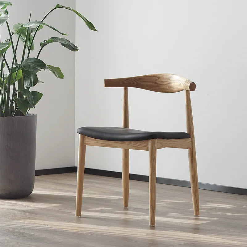 Elegance Wood And Leather Chair - Biophilic Design Minimalist