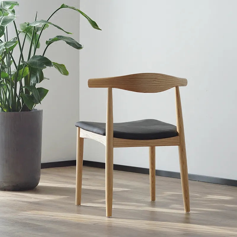 Elegance Wood And Leather Chair - Biophilic Design Minimalist