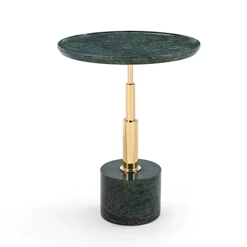 Modern Green Marble Side Table with Gold Metal Base – Luxury Accent for Living Room or Bedroom