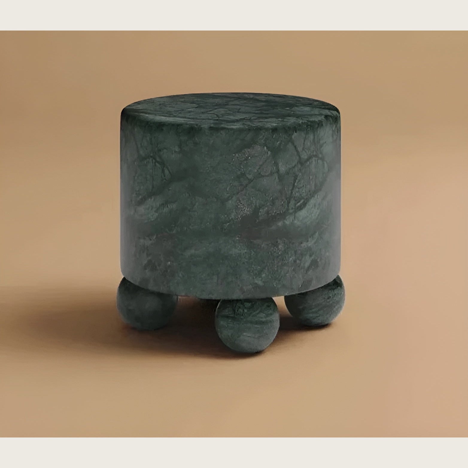 Modern Green Marble Side Table with Sphere Base – Luxury Accent Furniture