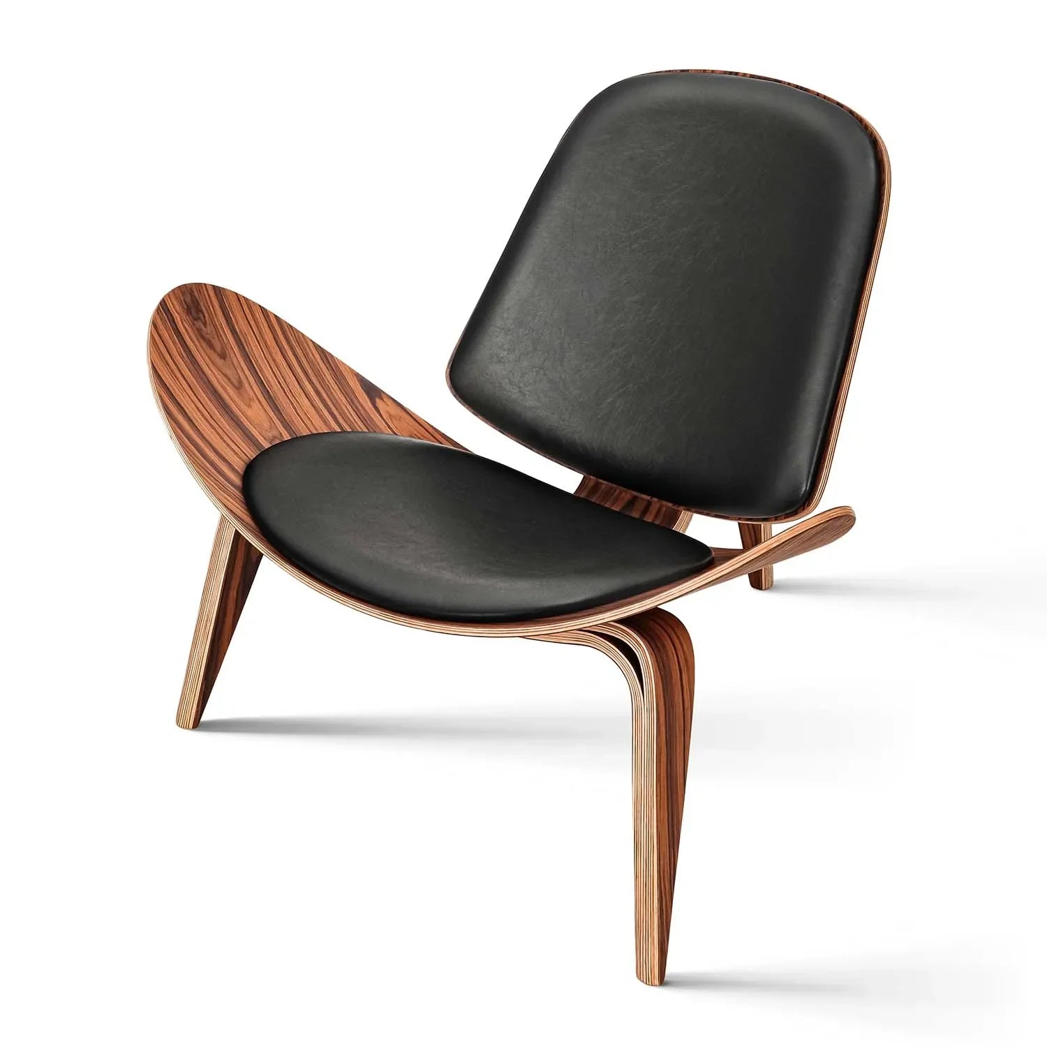 Modern Lounge Chair with Wood Veneer and Black Upholstery Hansen | Luxury Interiors