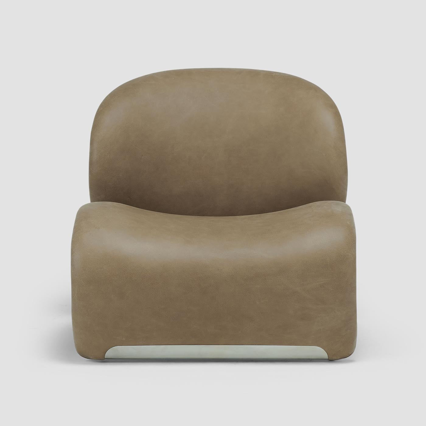 Modern Luxury Sculptural Lounge Chair in Leather or Wool