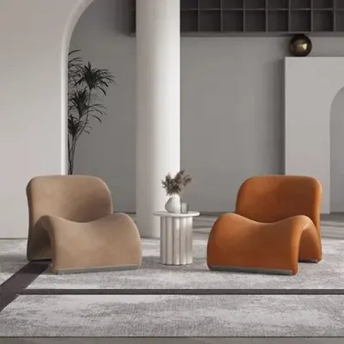 Modern Luxury Sculptural Lounge Chair in Leather or Wool