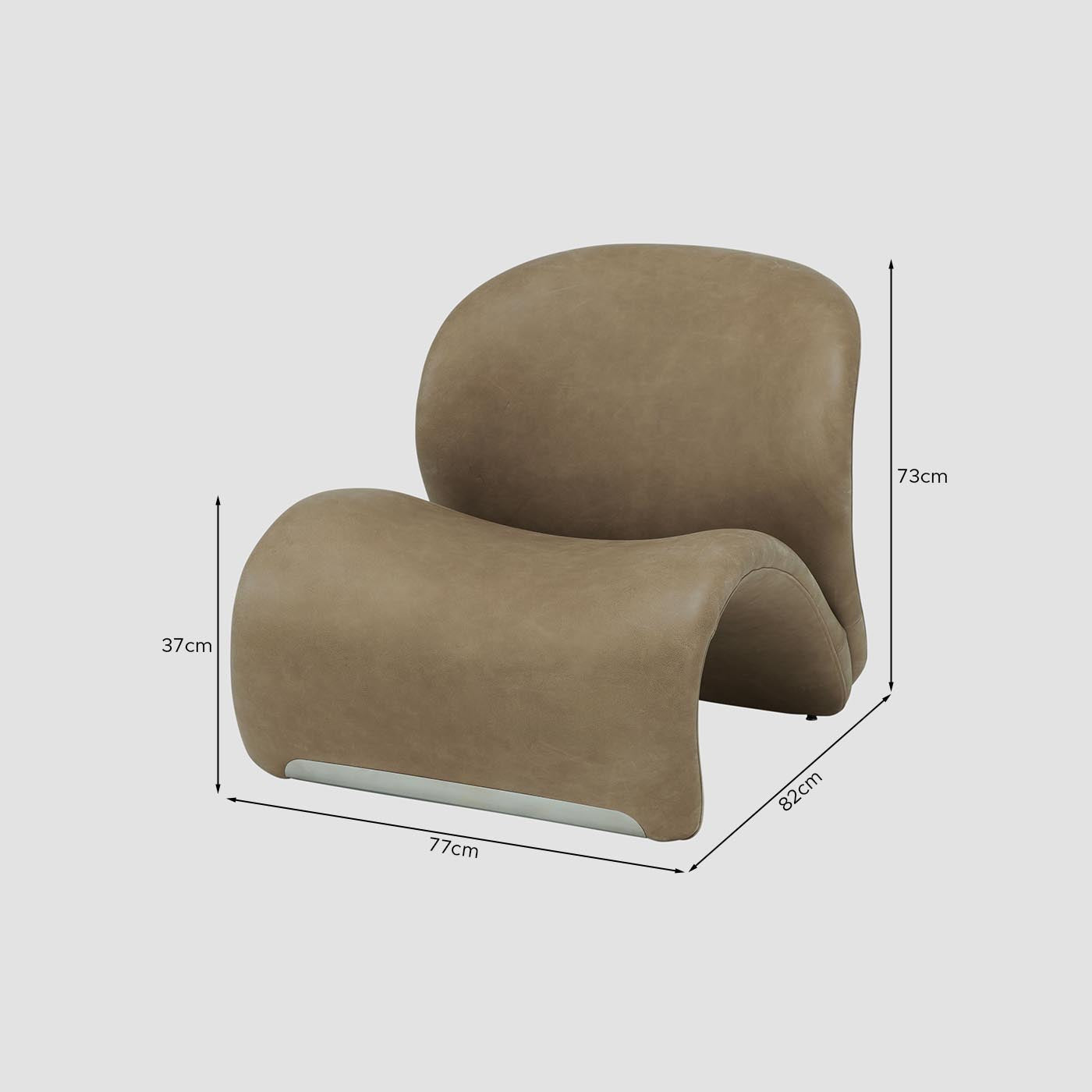 Modern Luxury Sculptural Lounge Chair in Leather or Wool