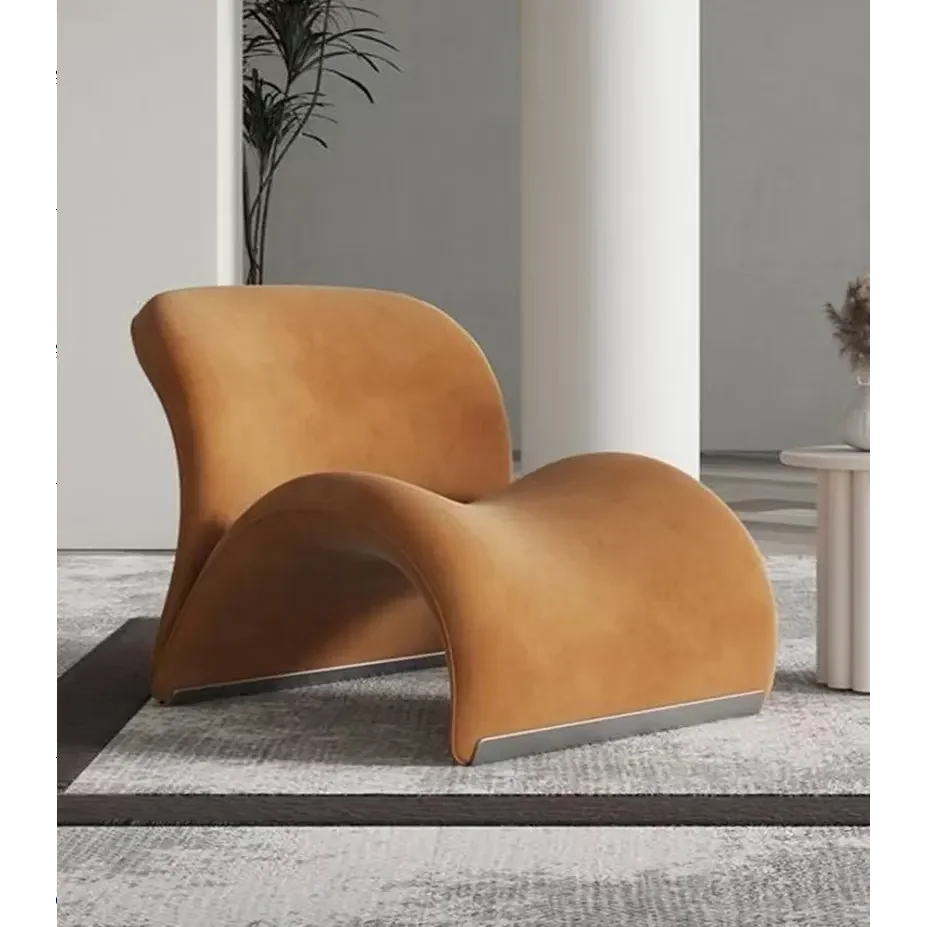 Modern Luxury Sculptural Lounge Chair in Leather or Wool