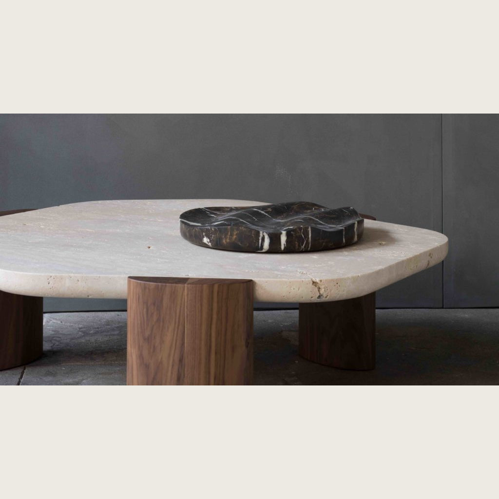 Modern Marble Top Coffee Table with Walnut Base | Japandi Interiors | Luxury Living Room