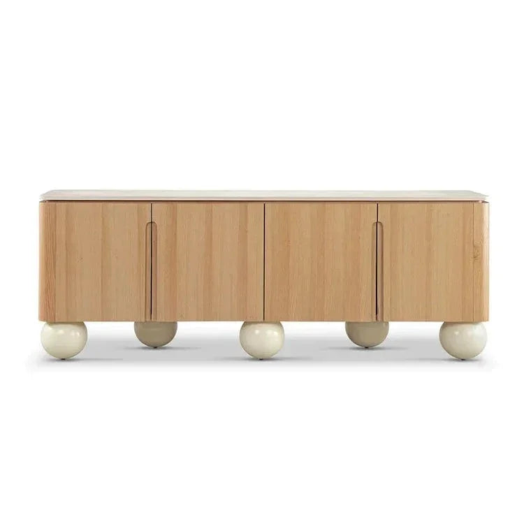 Modern Minimalist Oak Sideboard with Marble Ball Legs | Hlm89000 - Art Deco - Biophilic Design - French Country