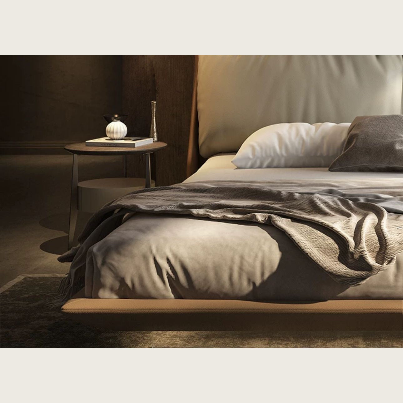 Modern Minimalist Platform Bed with Upholstered Headboard | Luxury Bedrooms